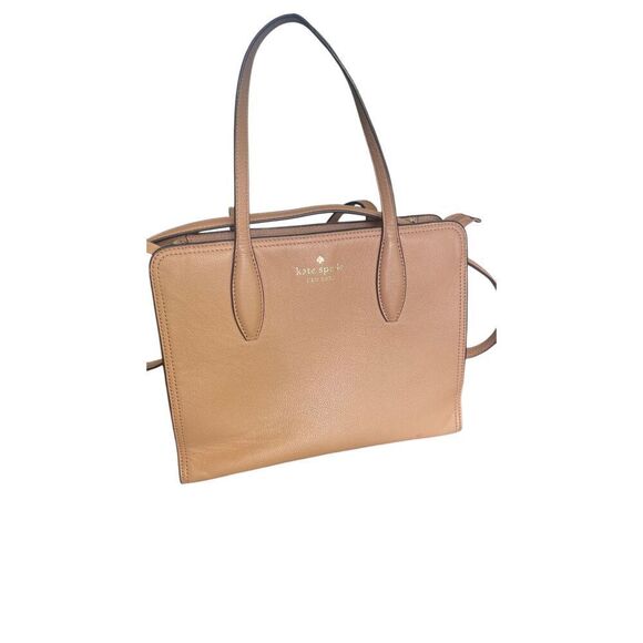 Kate Spade Pebbled Leather Rowe Medium Top Zip Satchel Warm Beige - Picture 1 of 15